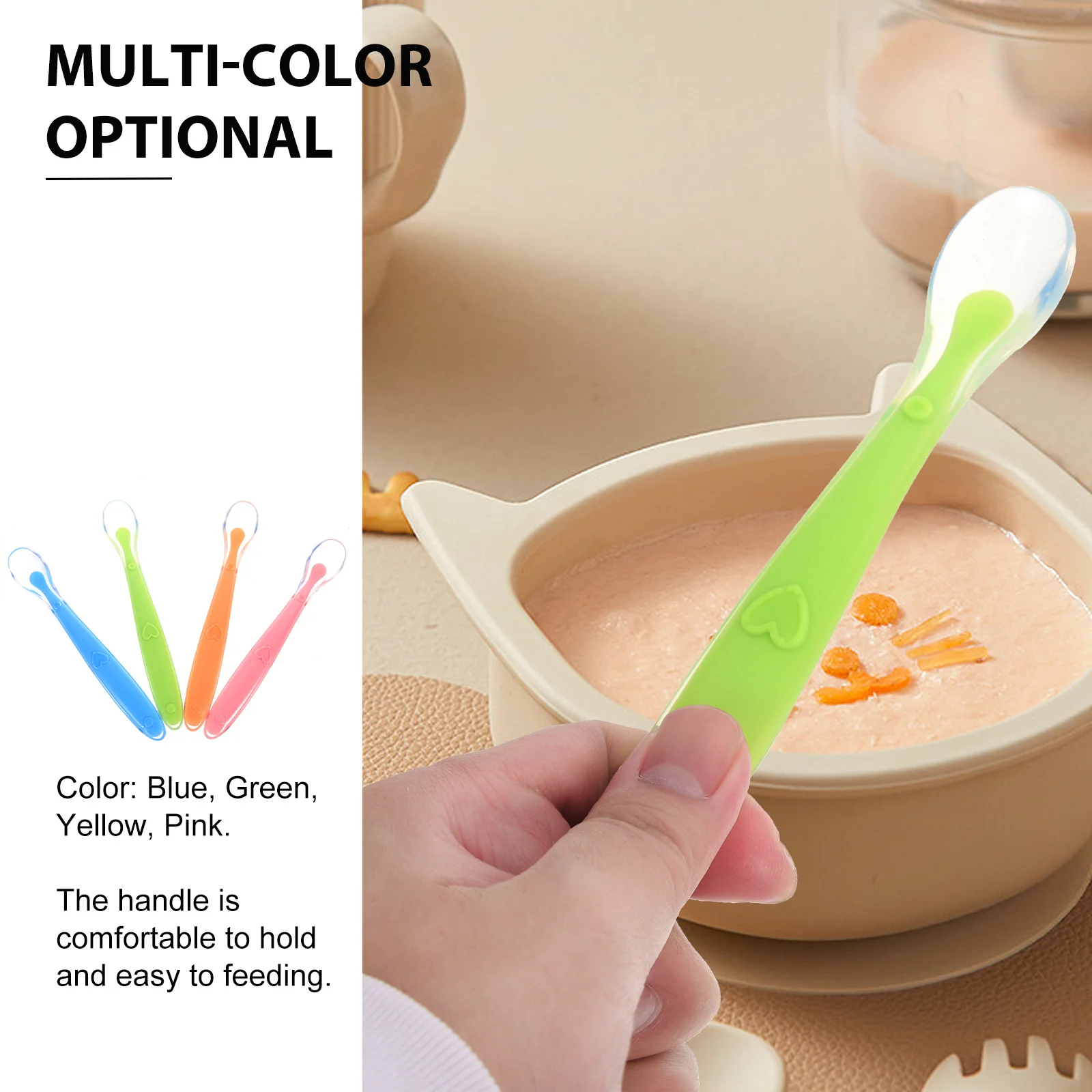 4 قطع من ملاعق السيليكون للرضع آمنة لتسنين الأطفال وعاء ضحل يمنع الاختناق مثالي للأطفال #5