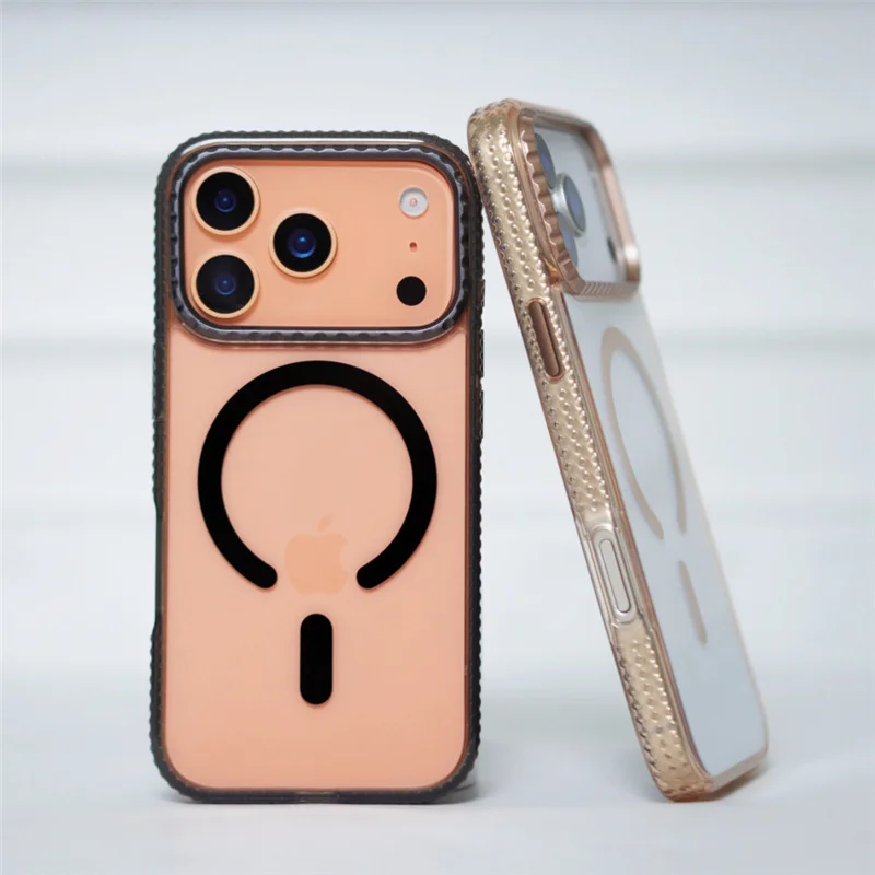 Convex Point Anti-slip Bumper Transparent Magsafe Case For iPhone 17Air 17 17Pro Max Touch Camera Button Wireless Charge Cover