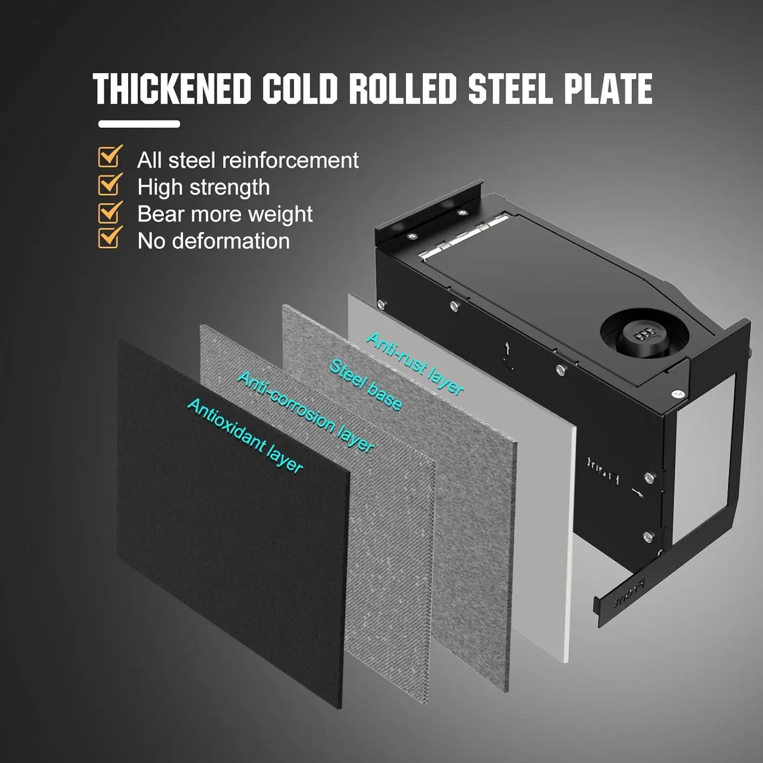Center Console Safe Gun Safe Box with Springs Hinge Compatible with 2021-2024 Ford F150, 2022-2023 F150 Lightning
