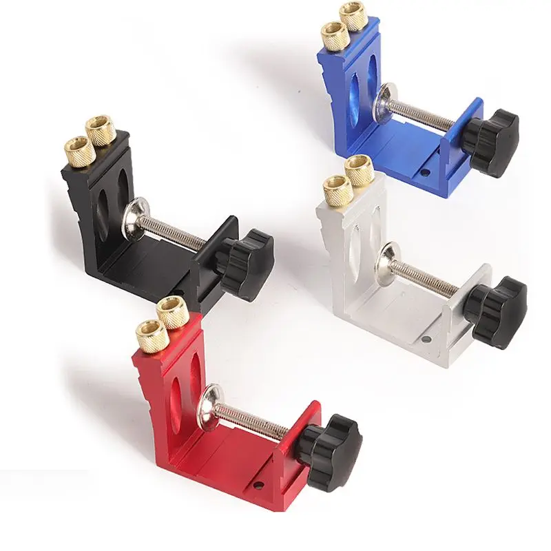 Jig con foro tascabile con vite con foro tascabile e morsetto Jig Drill Guide Jig Plug, localizzatore di fori obliqui a 15 gradi per la lavorazione del legno