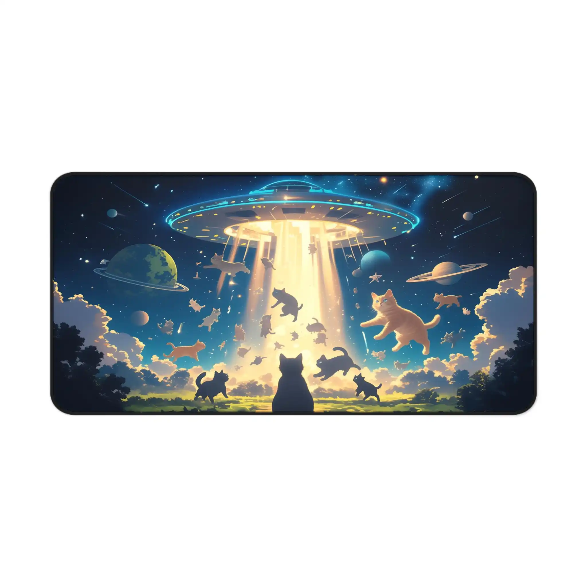 لوحة ماوس جالاكسي كات، حصيرة مكتب ألعاب ممتدة، حصيرة مكتب جمالية، لوحة ماوس Sci-Fi XL، الهدية المثالية لزملاء اللوازم المكتبية #5