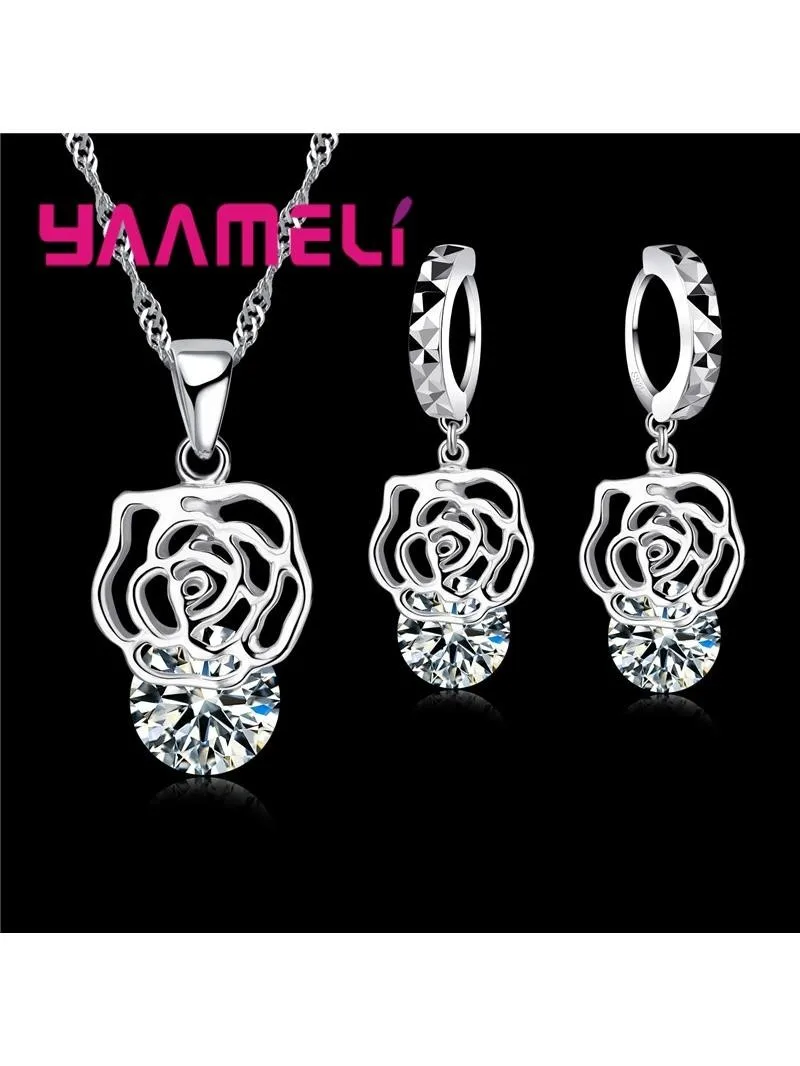 24 wzory sześciennych cyrkonii CZ kryształ czysty 925 Sterling Silver zestawy biżuterii akcesoria dla kobiet zaręczynowa rocznica ślubu — zdjęcie 2