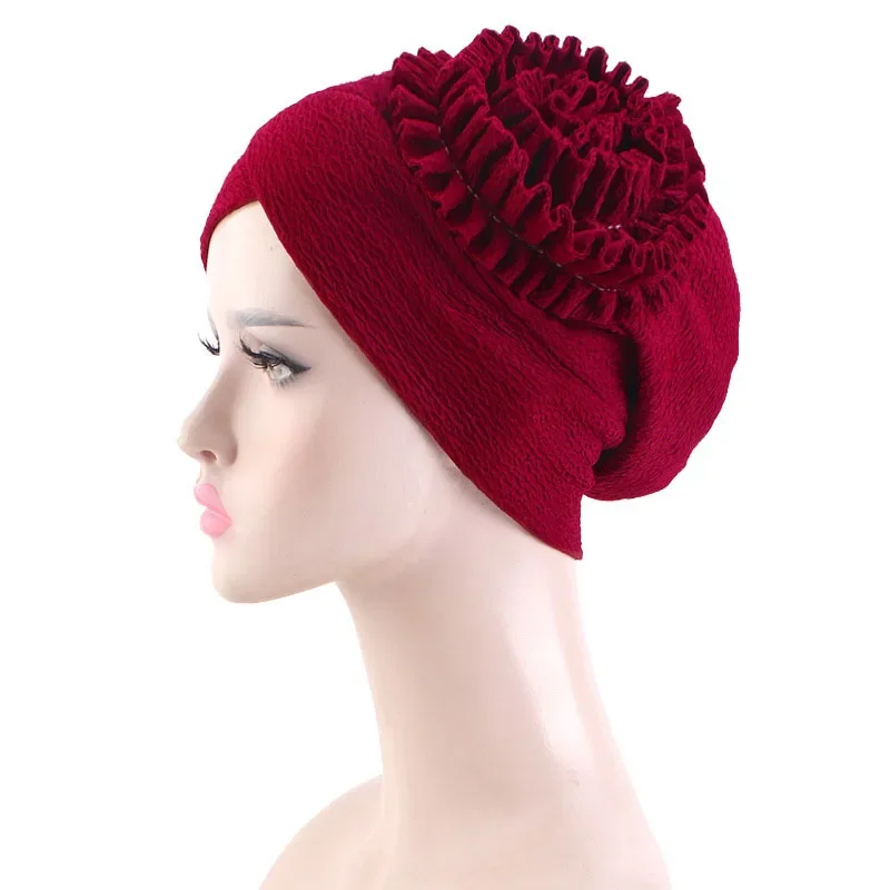 

Модный мусульманский хиджаб с цветком, тюрбан, индийская шляпа, женская шапка для химиотерапии, мягкий капот, шапочки от выпадения волос, платок, повязка на голову, Turbante Mujer