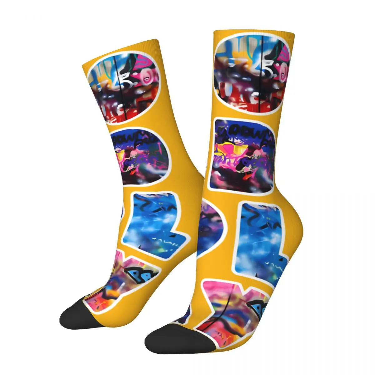 Happy Funny Men's compression Socks Graffiti Art Retro Harajuku Cold-Play Street Style Novelty Pattern Crazy Sock Gift Printed