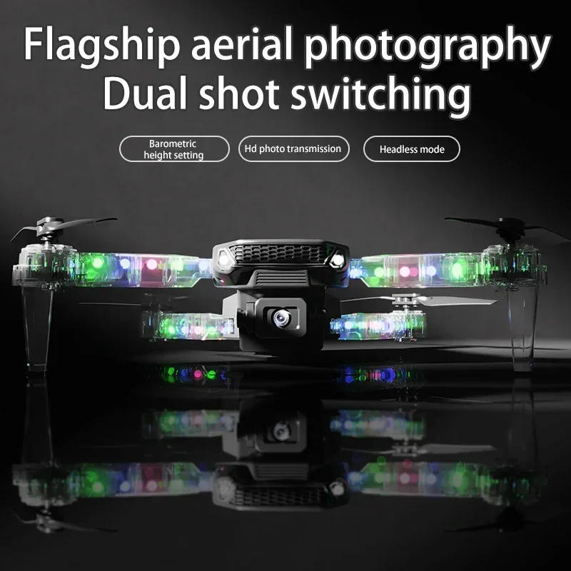 MHD E88 Drone with LED Lights One Key Takeoff Landing 360° Flip Gravity Sensing Dual Camera Face Recognition WiFi FPV Flying Toy