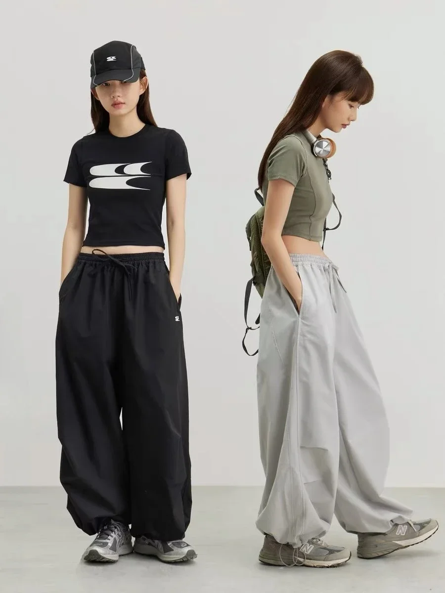 Deeptown Y 2K Harajuku Vintage Parachute Broek Vrouwen Oversized Baggy Hippie Streetwear Geplooide Joggingbroek Kpop 90S Esthetische