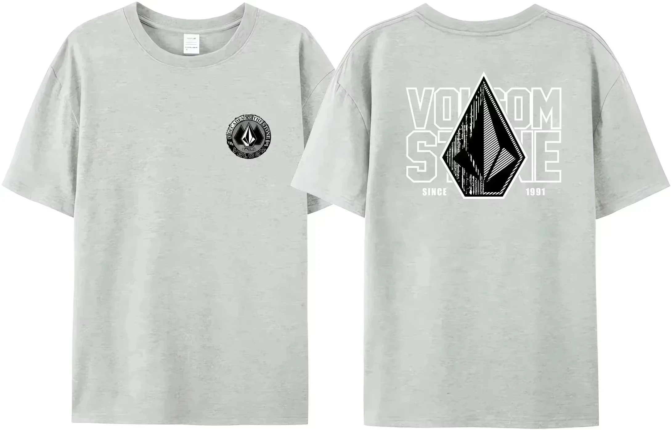 Camiseta Volcom Obsidian para Meninos e Meninas, Roupas para Mulheres e Homens, Tops de Algodão de Manga Curta, Camisetas de Verão, Moda de Alta Quali