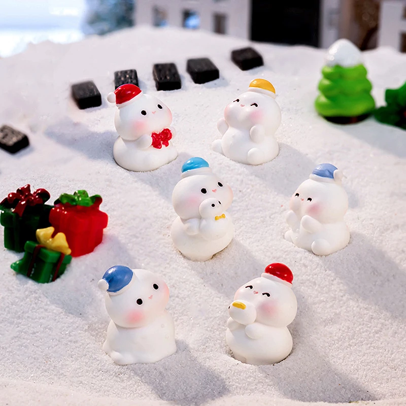 1Pc Mini Resin Christmas Snowman Micro Landscape Figurines Dollhouse Ornament Home Decorations Fairy Garden Snowman Figurine