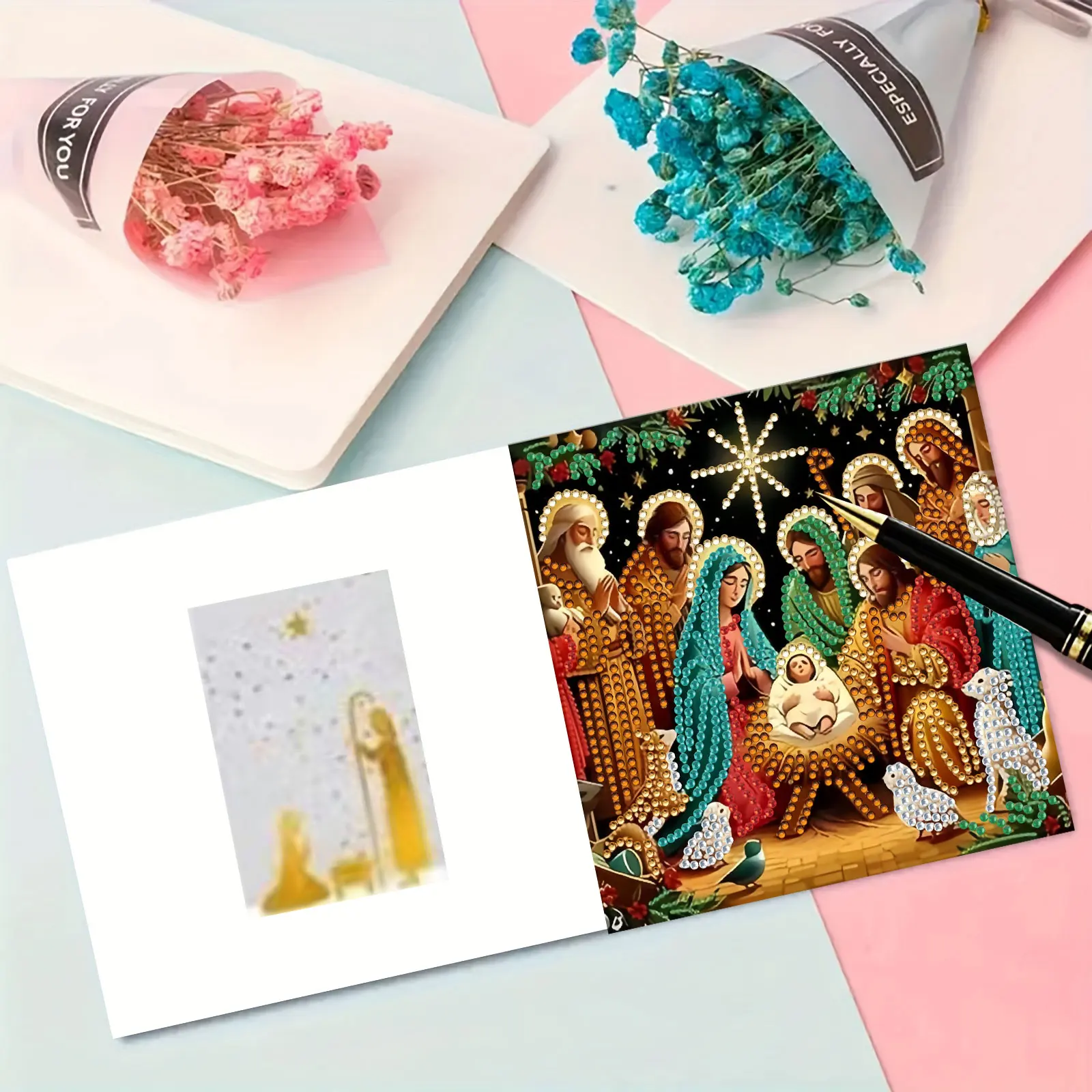 6-piece Angel Character Diamond Art Card Set - Diamond Painting Card, suitable for Christmas, Birthday, and Thanksgiving handic
