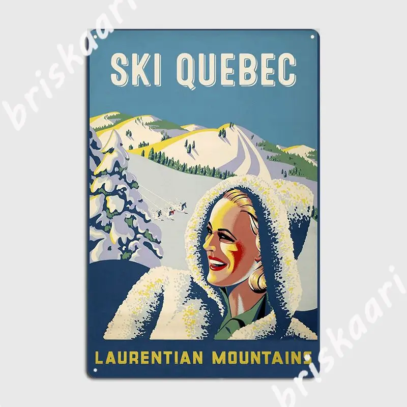 Vintage Ski Quebec Sports Travel Poster Metal Sign Home Retro Wall Decor Wall Cave Tin Sign Posters