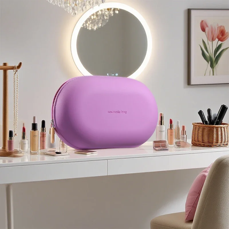 Large Capacity Silicone Cosmetic Bag Waterproof Travel Storage Dust-proof Zipper Coin Purse Space Saving Cosmetic Case