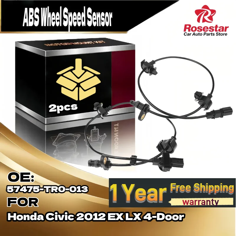 

For 2Pcs Rear Left & Right ABS Wheel Speed Sensor Set for Honda Civic 2012-2015 EX LX Sedan 57475-TR0-013
