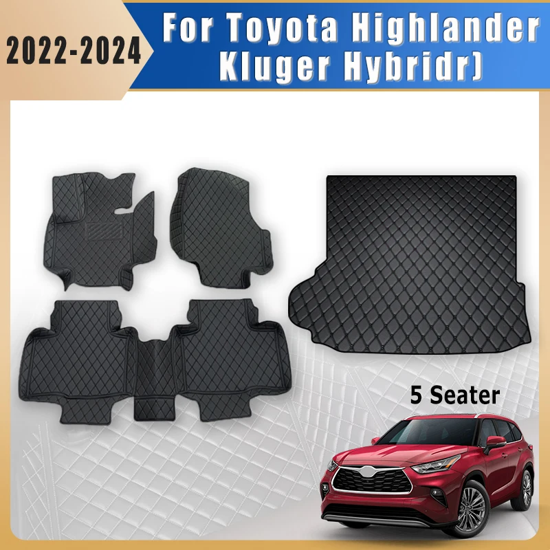 

Автомобильные коврики, коврики в багажник для Toyota Highlander Kluger Hybrid 2022 2023 2024, (5 мест) подушечки для ног, аксессуары, детали интерьера