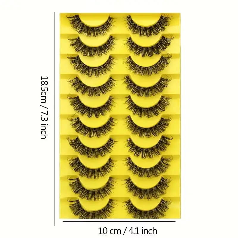 10ペア Dカールつけまつげ - ふわふわアニメキャットアイドールスタイル、長さ8-16mm、再利用可能、日常使い、パーティー、休日の使用に最適