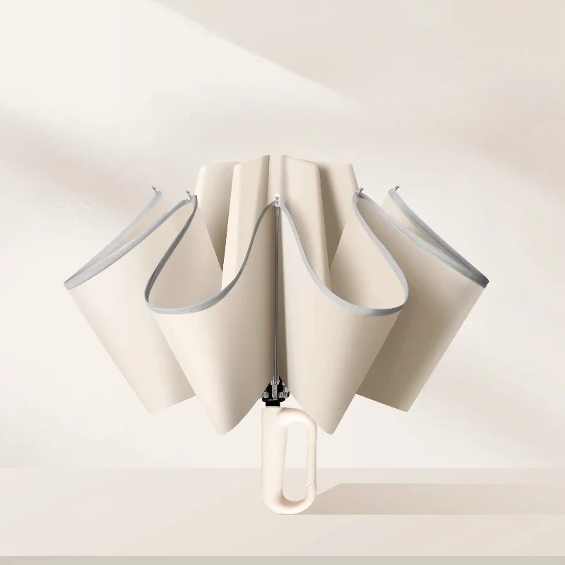 Reverse Automatic Folding Umbrella Large Heavy Duty 2 Person Stormproof Reflective Windproof for Night Outdoor Use 역방향 우산