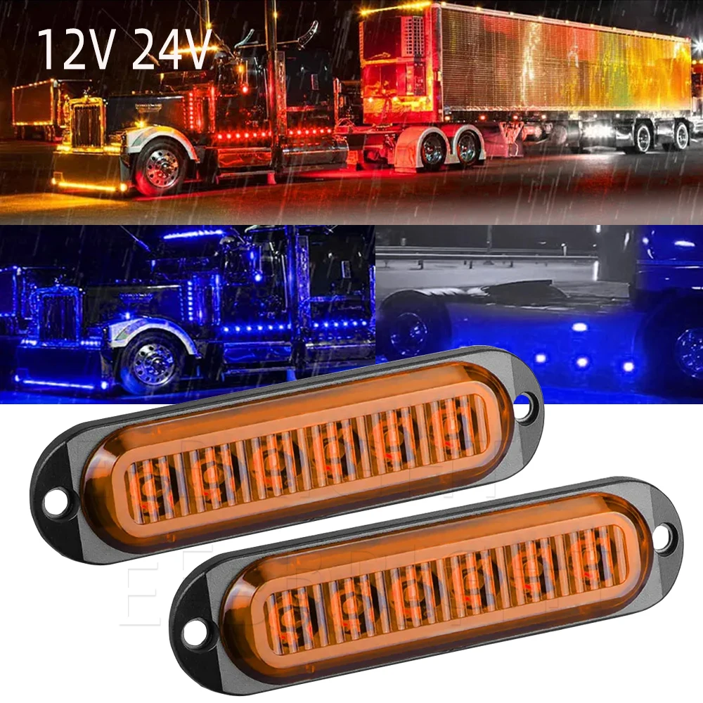 

12V 24V Car Side Marker Light Ultra Thin Signal Brake Rear Warning Tail Light For SUV Truck Motorcycle Lightbar Brake Stop Light