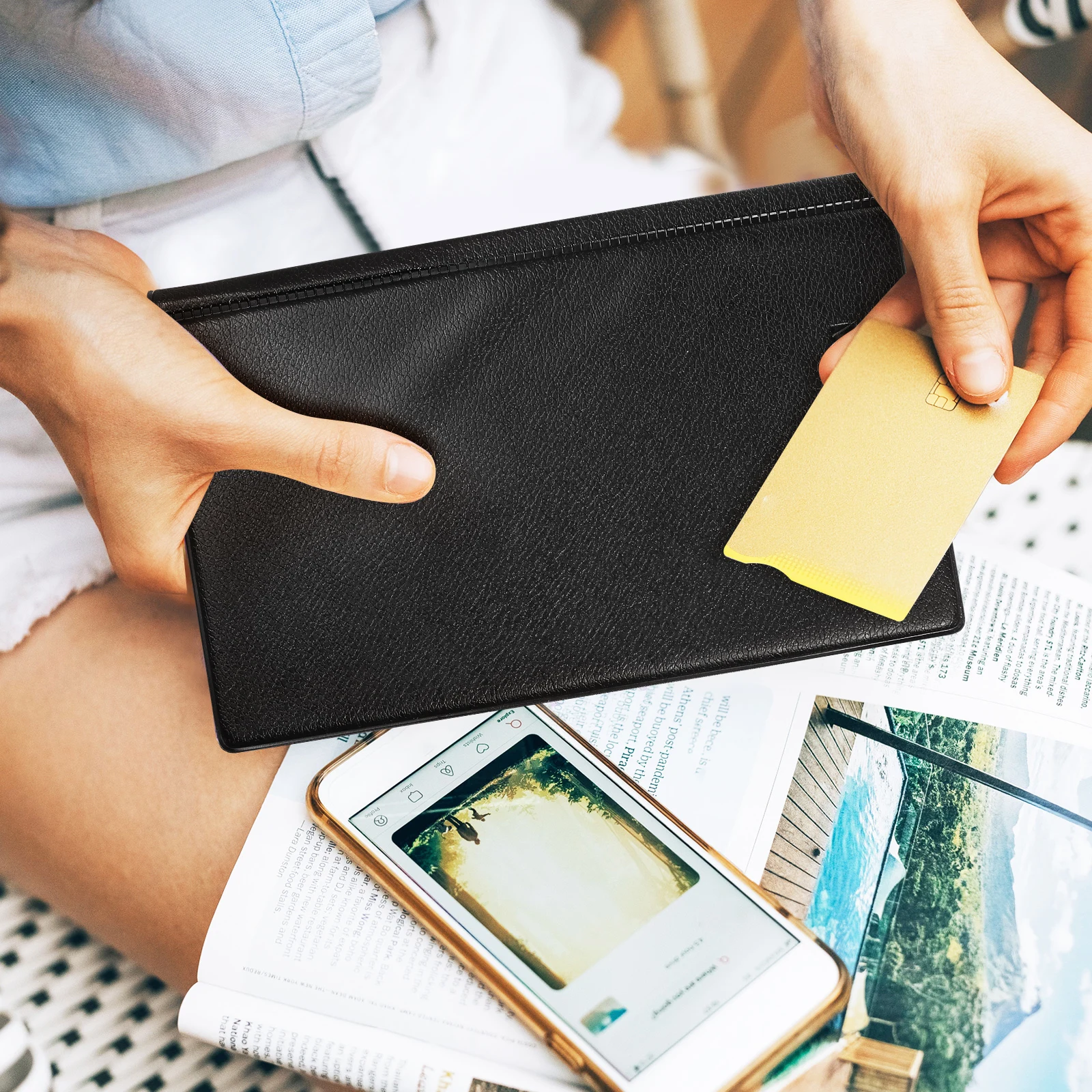 

Business Card Storage Book Large Capacity Desk Organizer Office Binder Travel Photocard Album Name Card Holder Black
