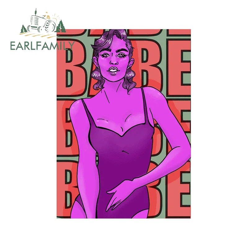EARLFAMILY 13cm x 9.2cm BABE Funny Purple Red Girl Car Stickers Creative Poster Cartoon Decal Custom Scratch-Proof Car Styling