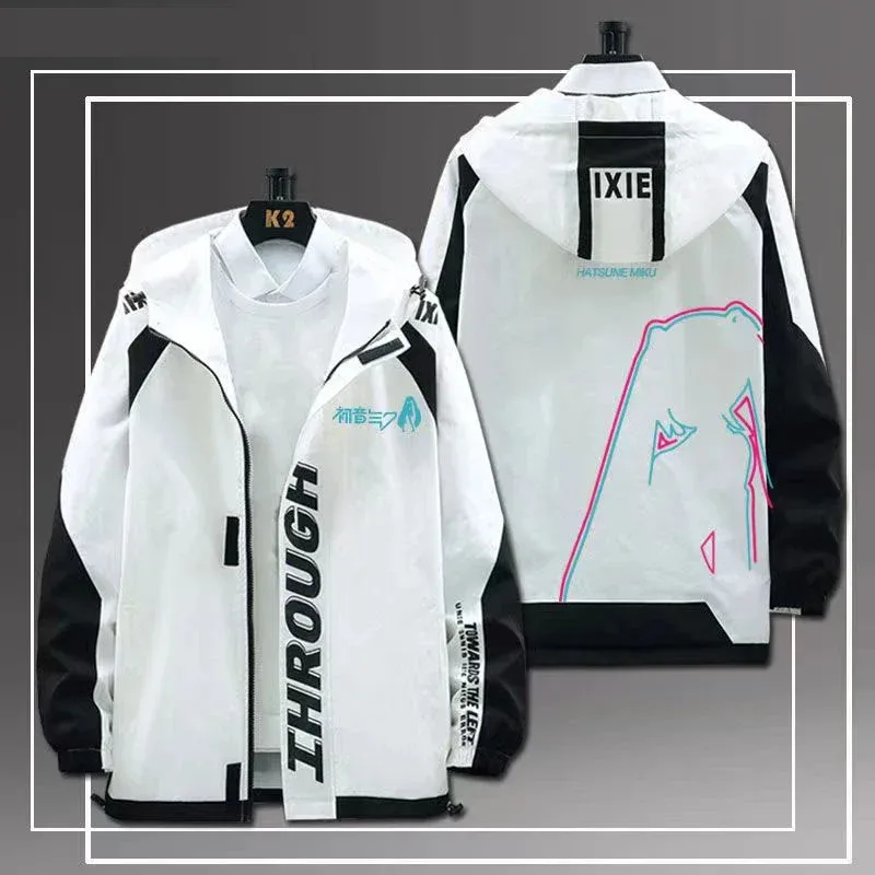 

LQAnime Косплей Костюм Мужская весенне-осенняя одежда с капюшоном Женский костюм Повседневная уличная одежда Большие куртки с капюшоном Miku Верхняя одежда