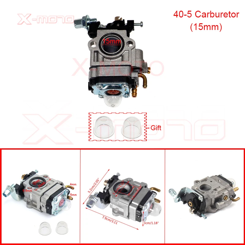 Gasoline Brushcutter 10mm/15mm  Carburetor Carb For CG430/520/40-5 Trimmer spare parts 40-5/44-5,43cc/47cc/49cc/52cc