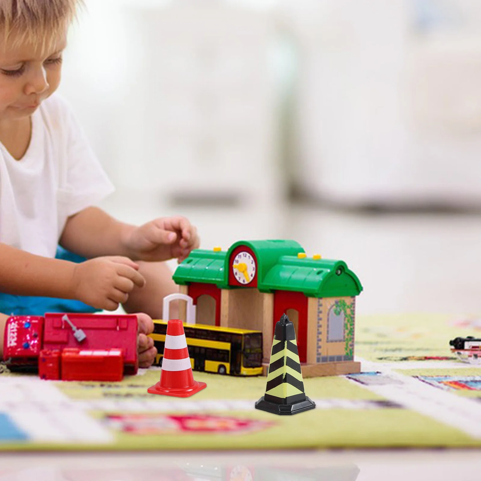 Signs Toys Miniature Traffic Roadblock Barrier Obstacle Roadblocks Pretend Street Child