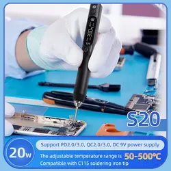 SEQURE S20 Nano saldatore elettrico compatibile con punte C115 strumento di riparazione antistatico elettronico di precisione per fotocamera del telefono