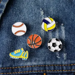 Football Basketball Rugby Baseball Beach ball Volleyball Hard Enamel Pins For Sport Lovers Bag Backpack Jacket Jewelry Brooches