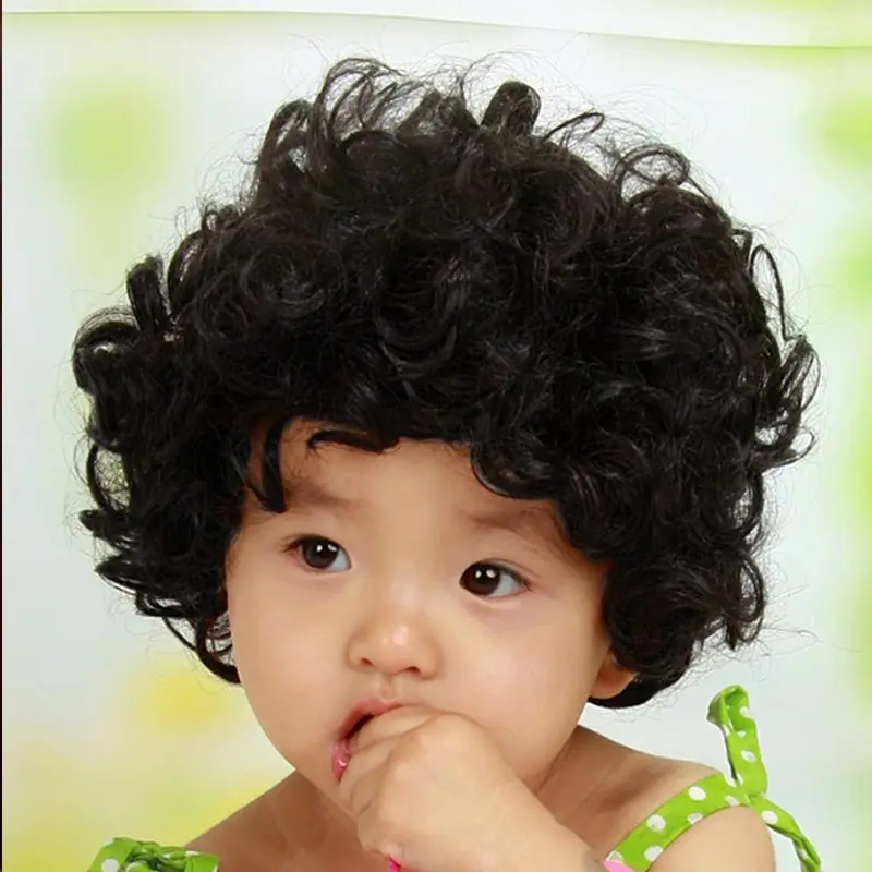 Kids Wigs Long Toupee for Girl Baby Boy Curly Hood Hair Accessories for Children New Short Headdress for Babies Toddler Coronet