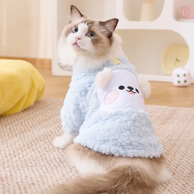 Pet Clothing Dog Kitten Winter Warm Solid Color Plush Clothing Pet Small And Medium Dog Dachshund Cat Clothing Pet Supplies