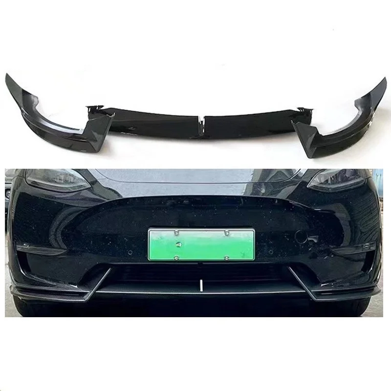 For 2017-2023  Model 3  Y Front Bumper Lip Spoiler Splitter Glossy Black ABS