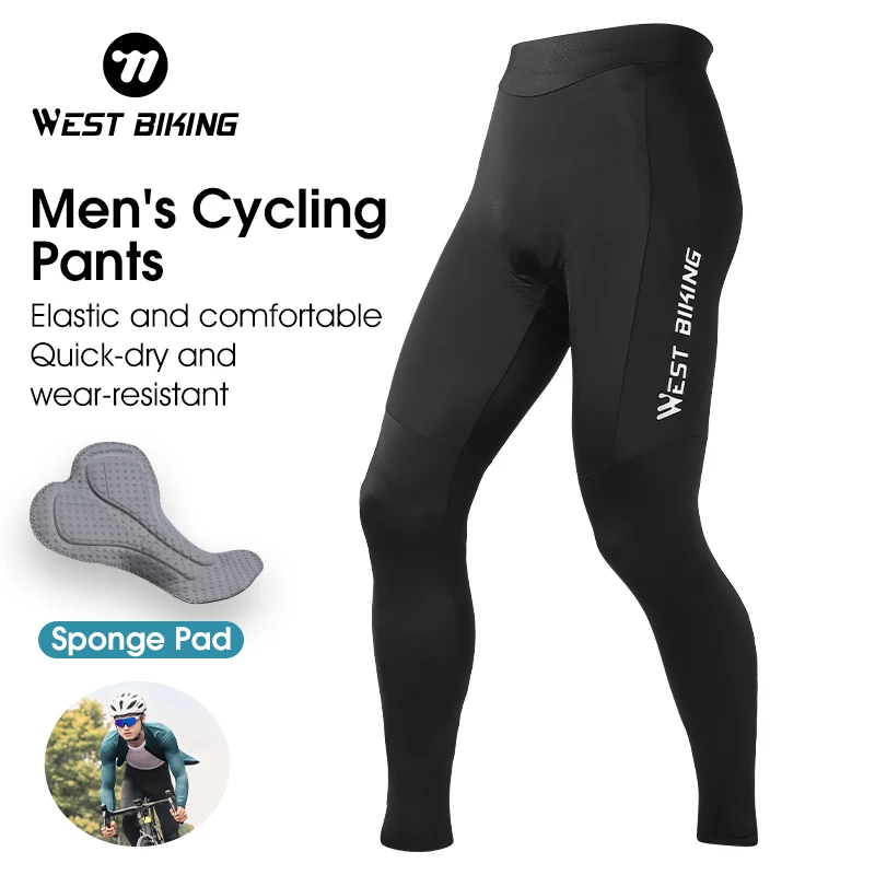 WEST BIKING Men\'s Cycling Padded Pants MTB Road Bike Enduro Trousers Sports Compression Tights Spring Autumn Cycling Clothing