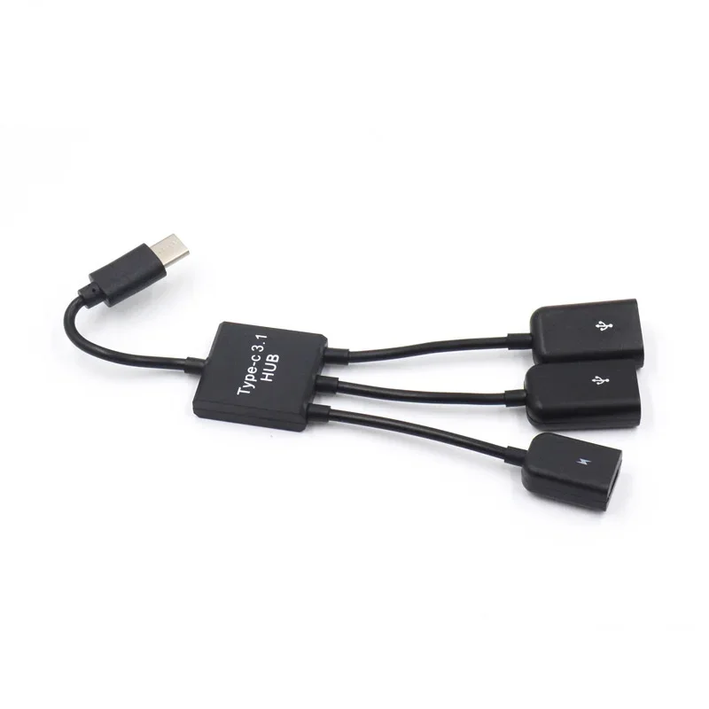 Newest 3 in 1 Micro USB Type C HUB Male to Female Double USB 2.0 Host OTG Adapter Cable For Smartphone Computer Tablet 3 Port