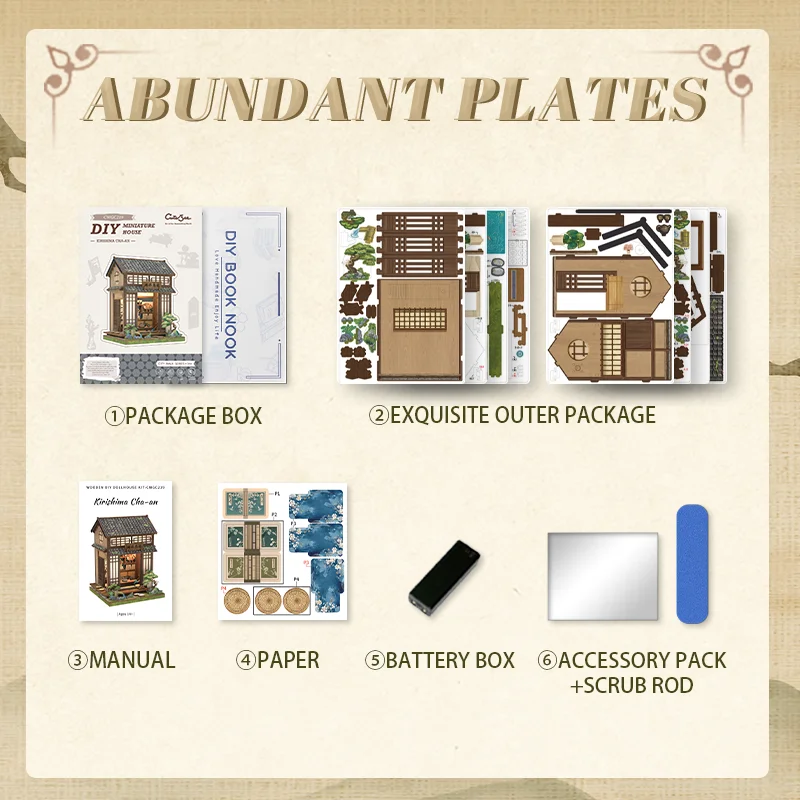 CUTEBEE livre coin Miniature Kits de construction maison de poupée bricolage en bois Mini maison de poupée pour fête cadeau d'anniversaire Kirishima cha-an