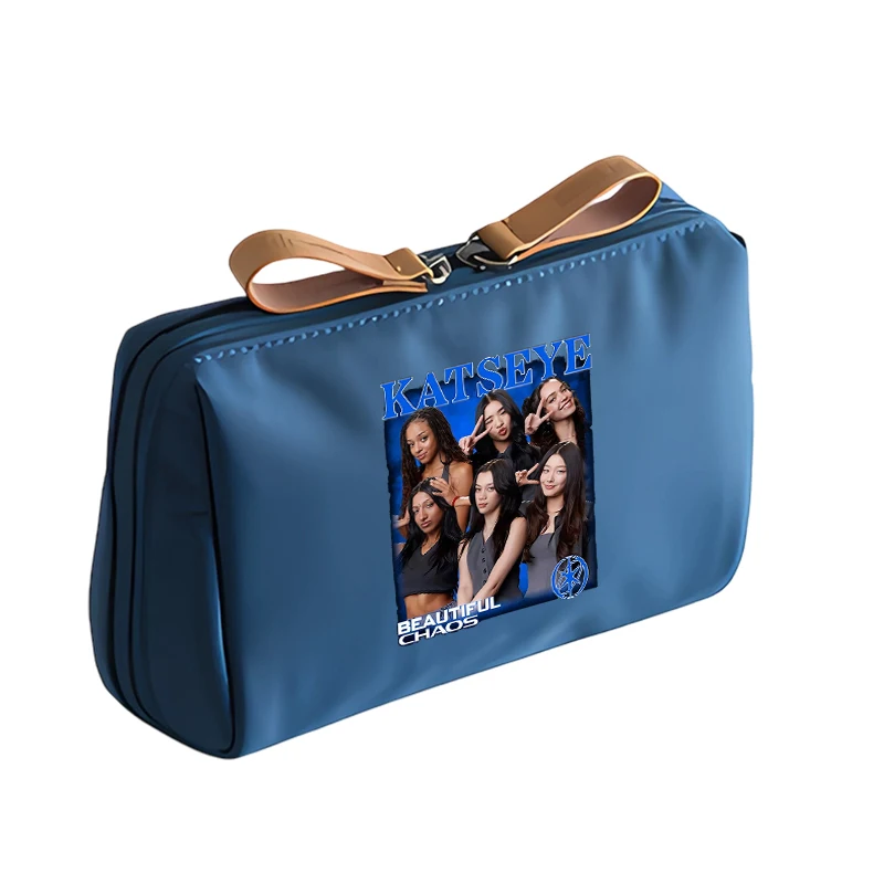 Fashion K POP K-KATSEYE Makeup Bag Cute Printed Waterproof Travel Portable Cosmetic Storage Handbags Girls Birthday Gifts Bags
