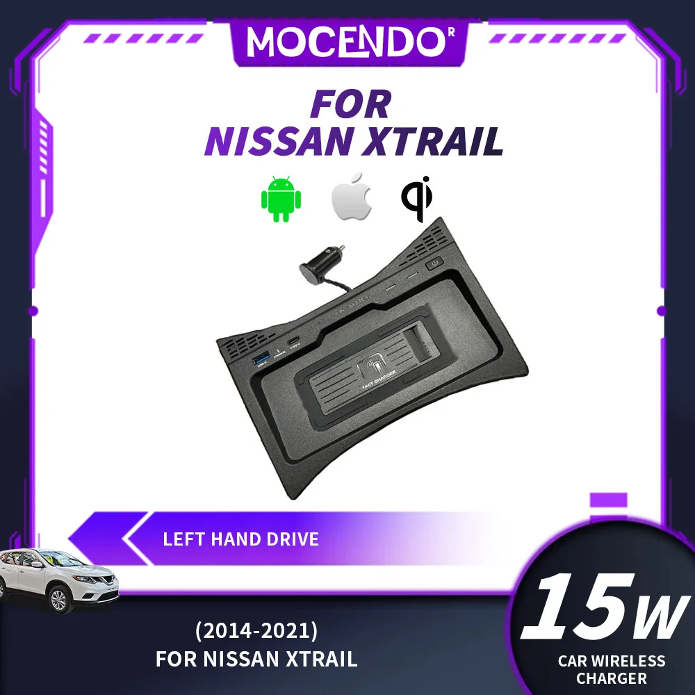 

Wireless Car Charger Qi 15W Fast Charging Pad for Nissan Xtrail 2014-2021 Car Accessories Wireless Charge Center Console Holder
