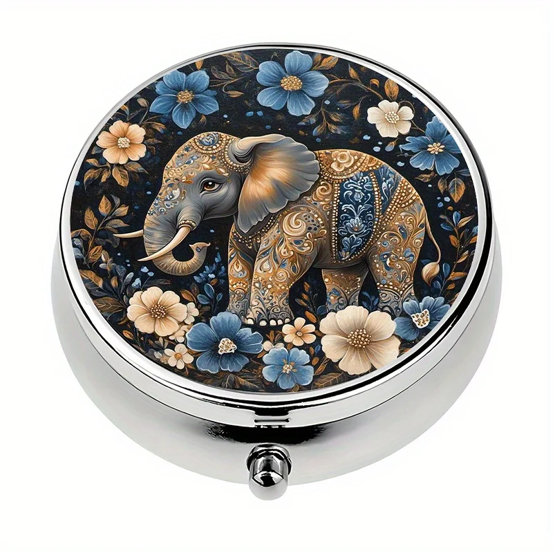 Single pack, mini pill box with 3 compartments, elephant-shaped wallet pill box, portable travel vitamin pill organizer, ideal for travel and storing vitamins