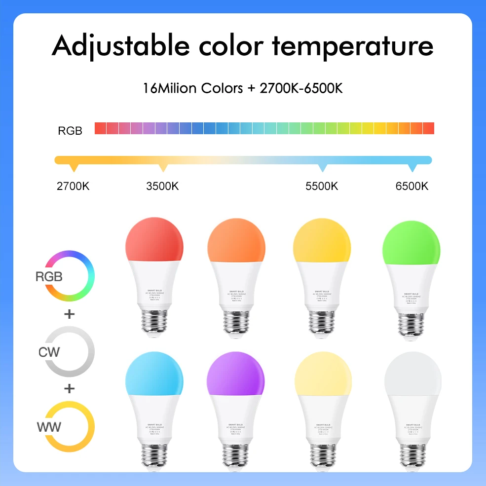 eWelink Zigbee Smart Lampadina dimmerabile 85-265V LED Light E27 RGB Supporto lampada Alexa Alice Smartthings Assistente Google Controllo vocale