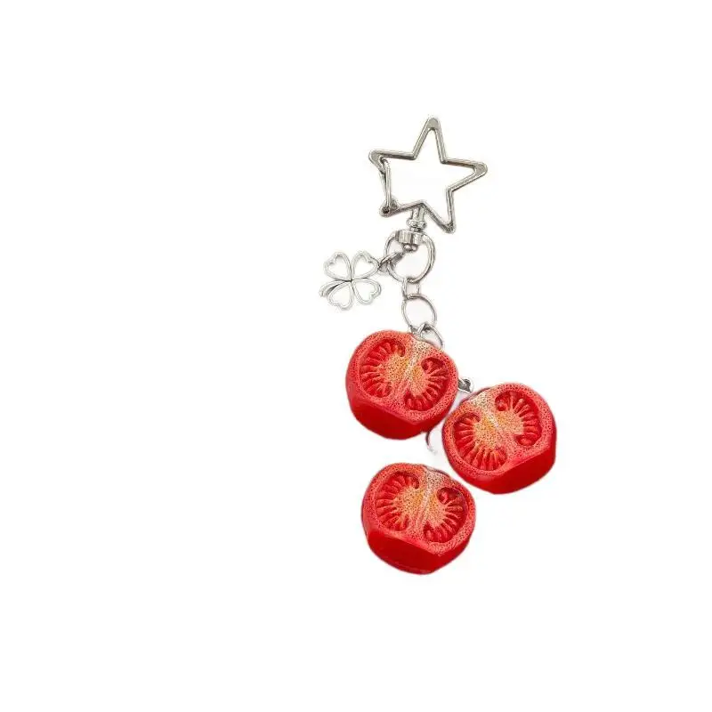 Roter Tomaten-Schlüsselanhänger aus Kunstharz, süßer Anhänger für Handyhülle oder Tasche, ideales Geburtstagsgeschenk für Frauen und Mädchen. – Detail 5