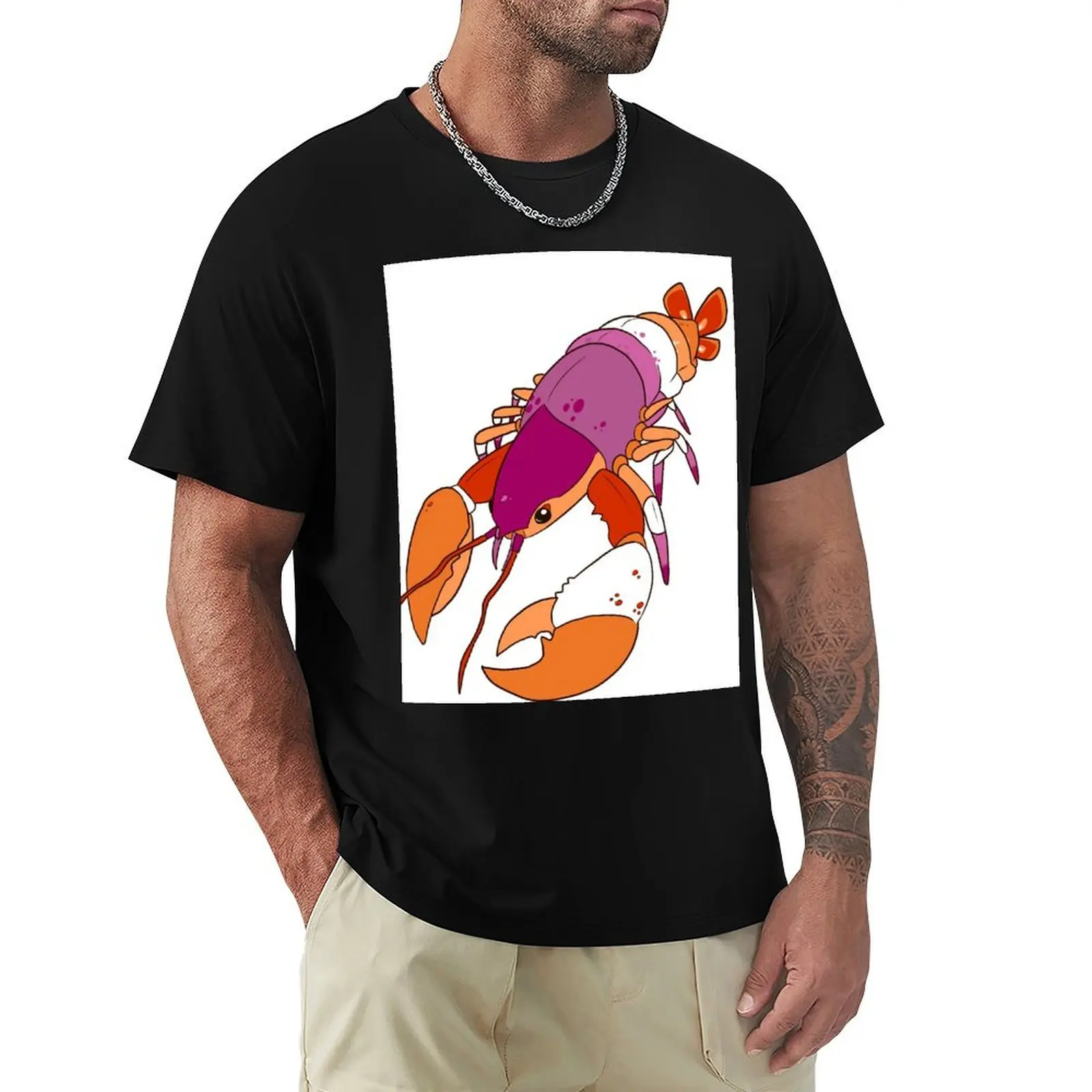 

Lesbian Pride Lobster T-Shirt oversized graphic tee blue lock plain workout shirts for men