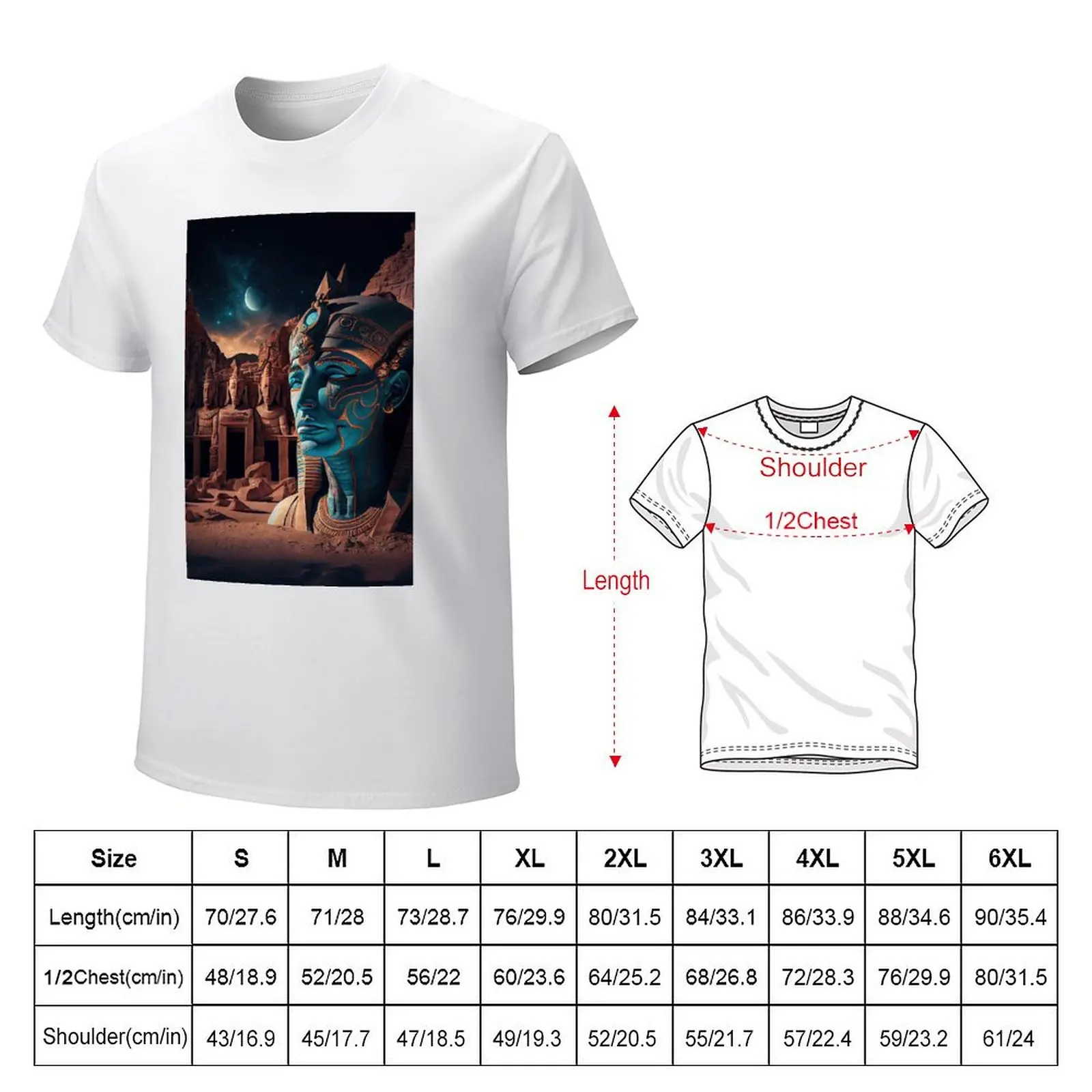 Egyptian Ruins Fantasy Art T-shirts Novelty T-shirt Crewneck  Move  Funny Novelty Leisure Eur Size