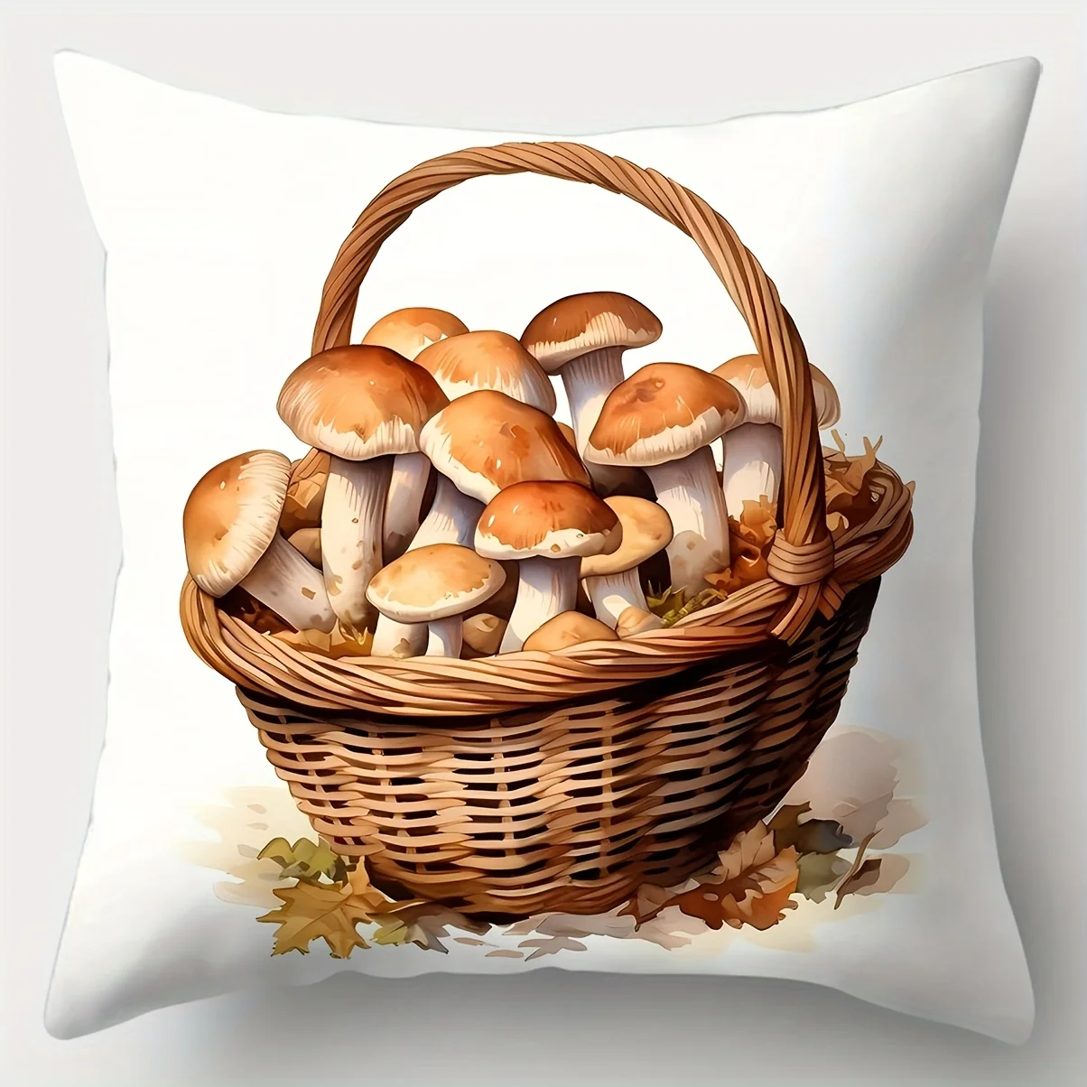 4pcs Mushroom Basket Pillow Covers 45x45cm Double-sided Printed Cushion Cases Rustic Farmhouse Decor Throw Pillows No Insert