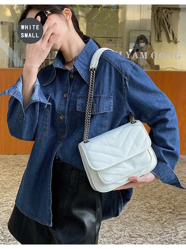 Luxuriöse Echtleder-Umhängetasche Hochwertige Luxusmarke Damen Einzel-Schultertasche Retro Plissierte Niki-Ketten-Hobo-Tasche – Detail 22