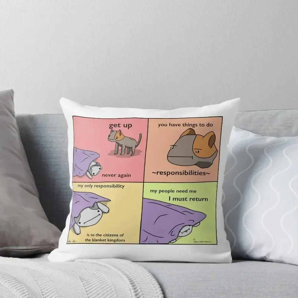 

Blanket Kingdom - Tiny Snek Comics Throw Pillow pillow cover luxury Embroidered Cushion Cover Christmas Pillowcase pillow