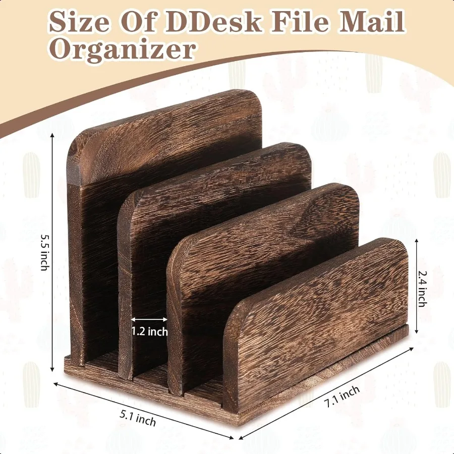حامل بريد خشبي 3 فتحات منظم بريد للمكتب ملف خشبي ورق رسالة فارز لمغلف الرسالة حفظ وثيقة الهاتف الخليوي