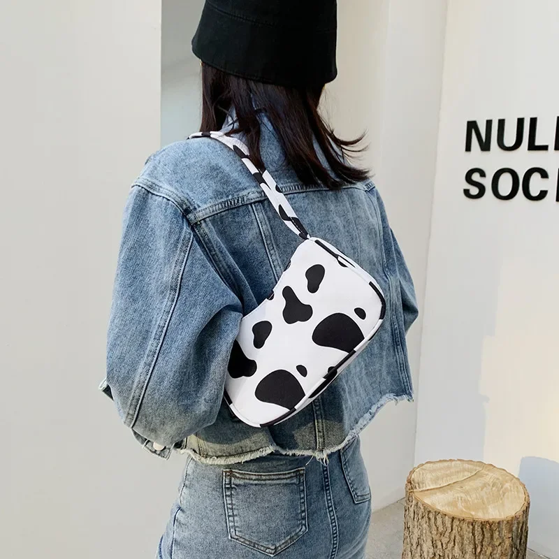 Women's Bag Fashion Design Retro Cow Zebra Leopard Printing Shoulder Underarm Bag Casual Ladies Small Purse Shopper Handbags