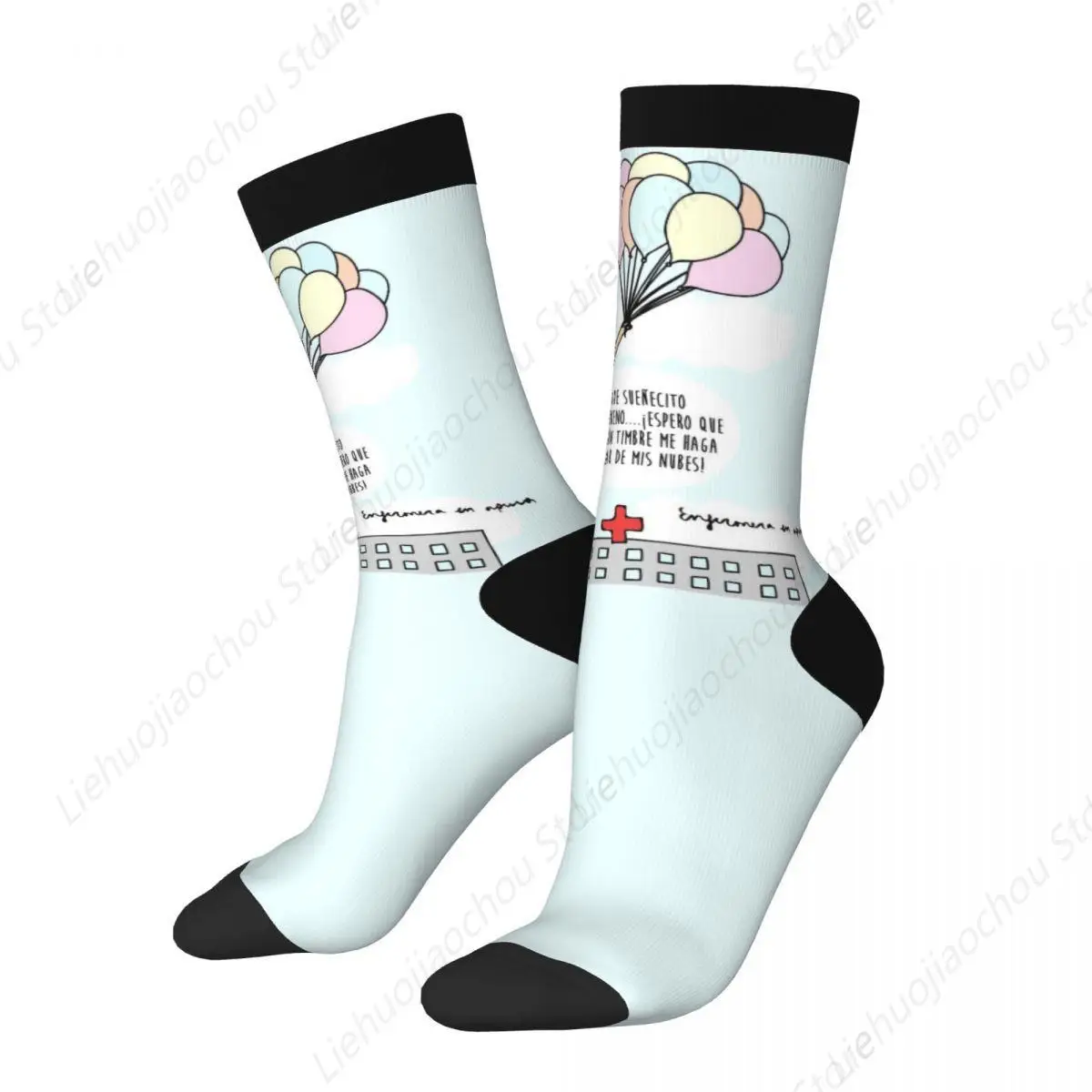 Harajuku Enfermera En Apuros Medical Soccer Socks Doctor Nurse Polyester Middle Tube Socks for Women Men Breathable