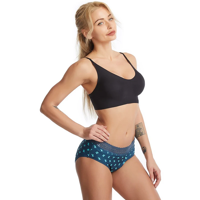 Printed four-layer physiological underwear bottom instant suction, leak-proof and tampon-free menstrual physiological pants