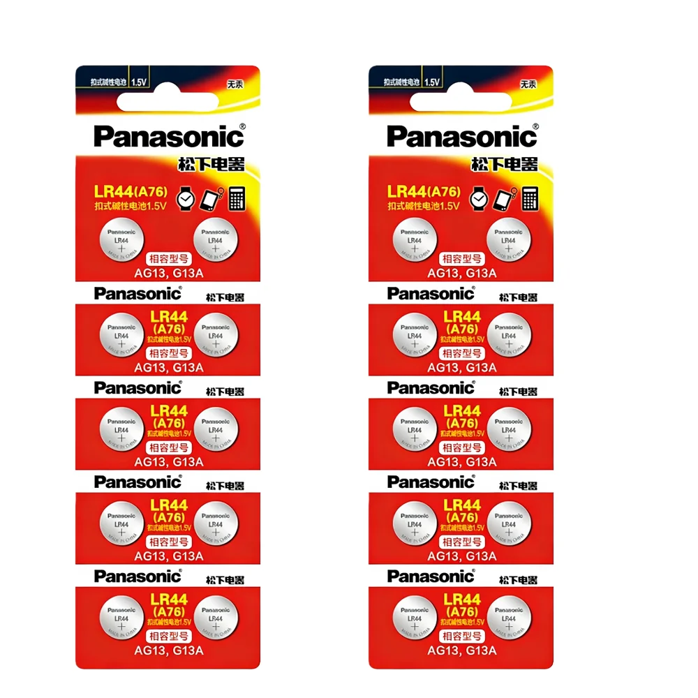 Original Panasonic 1.5V LR44 AG13 175mAh Button Cell Battery 357 SR44 LR1154 Button Coin Cell   For Watch Calculator Toy