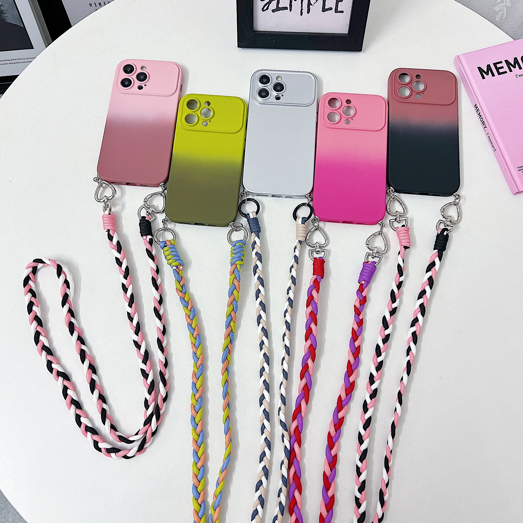 

Crossbody Lanyard Candy Color Silicone Phone Case For OPPO RealmeGT neo2 neo3 neo5 Reno 3 4 5 6 7 8 9 10 5G Cover