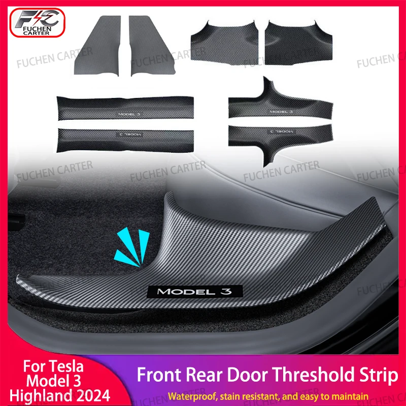 

Для Tesla Model 3 Highland 2024 + защита порога передней и задней двери, защита от царапин, грязи, пороговые полосы, аксессуары для интерьера